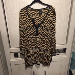 New Directions 3X black/tan chevron knit tunic